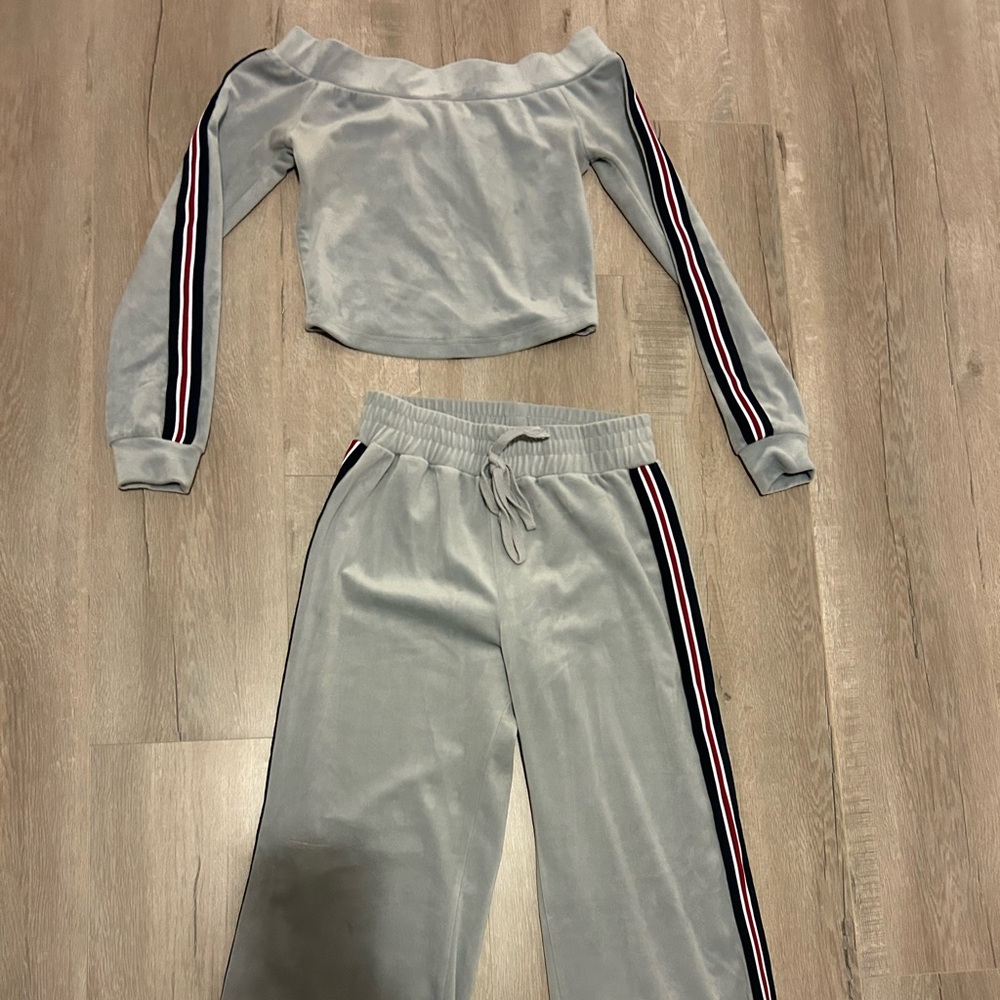 Revamped Soft Gray Velour Tracksuit